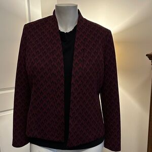 Kasper Maroon and Black Patterned Blazer